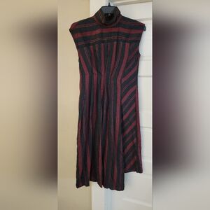 Zara Woman Sz Small Black Burgandy Stripe Dress Tunic NWOT